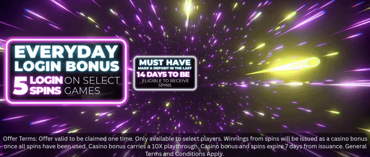 5 login spins on selected games